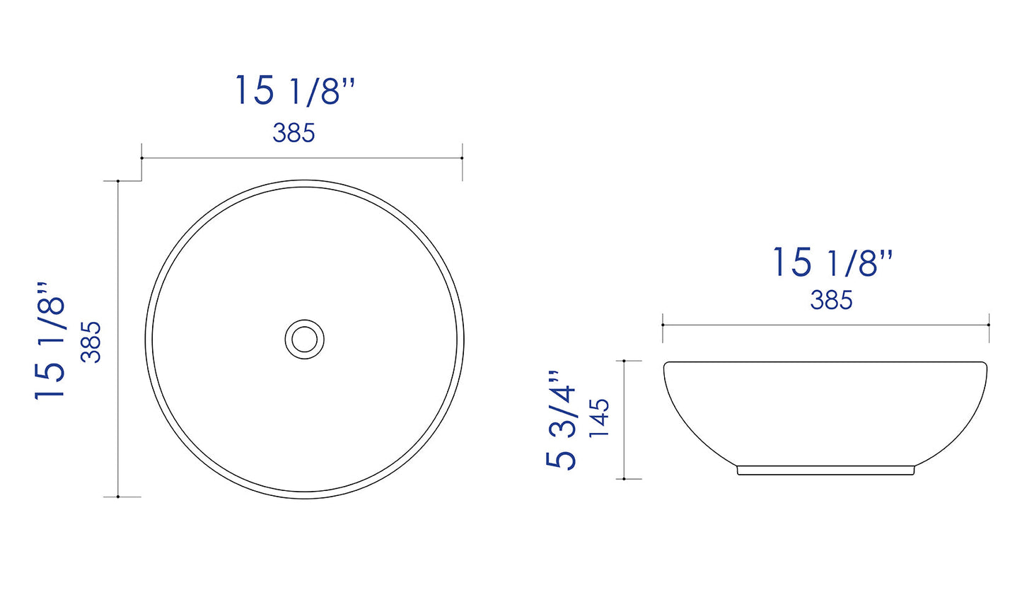 ALFI brand  ABC906 Black & White 15" Round Vessel Above Mount Ceramic Sink