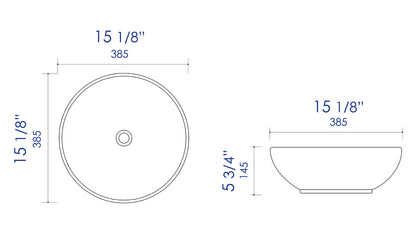 ALFI brand  ABC906 Black & White 15" Round Vessel Above Mount Ceramic Sink