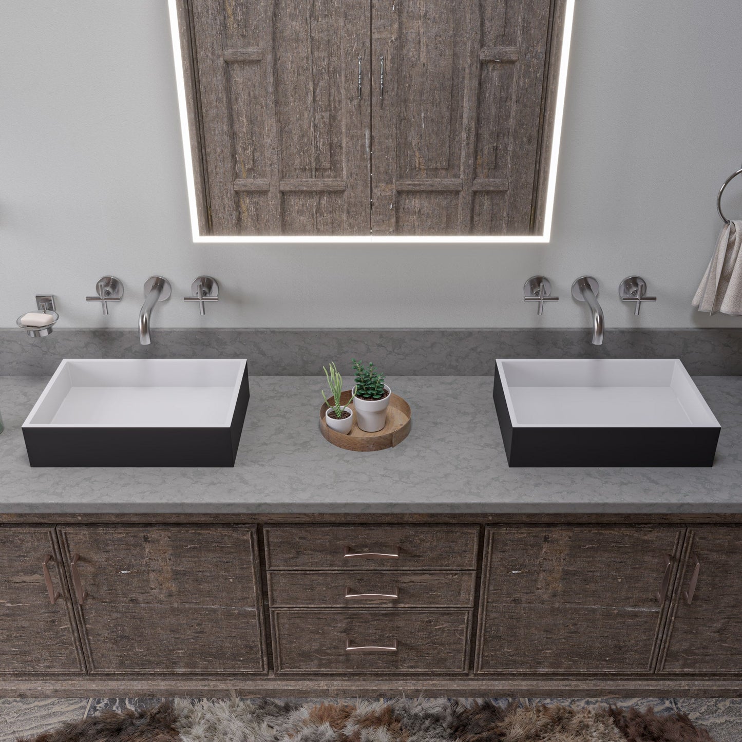 ALFI brand  ABRS2014BM Black Matte 20" x 14" Solid Surface Resin Sink