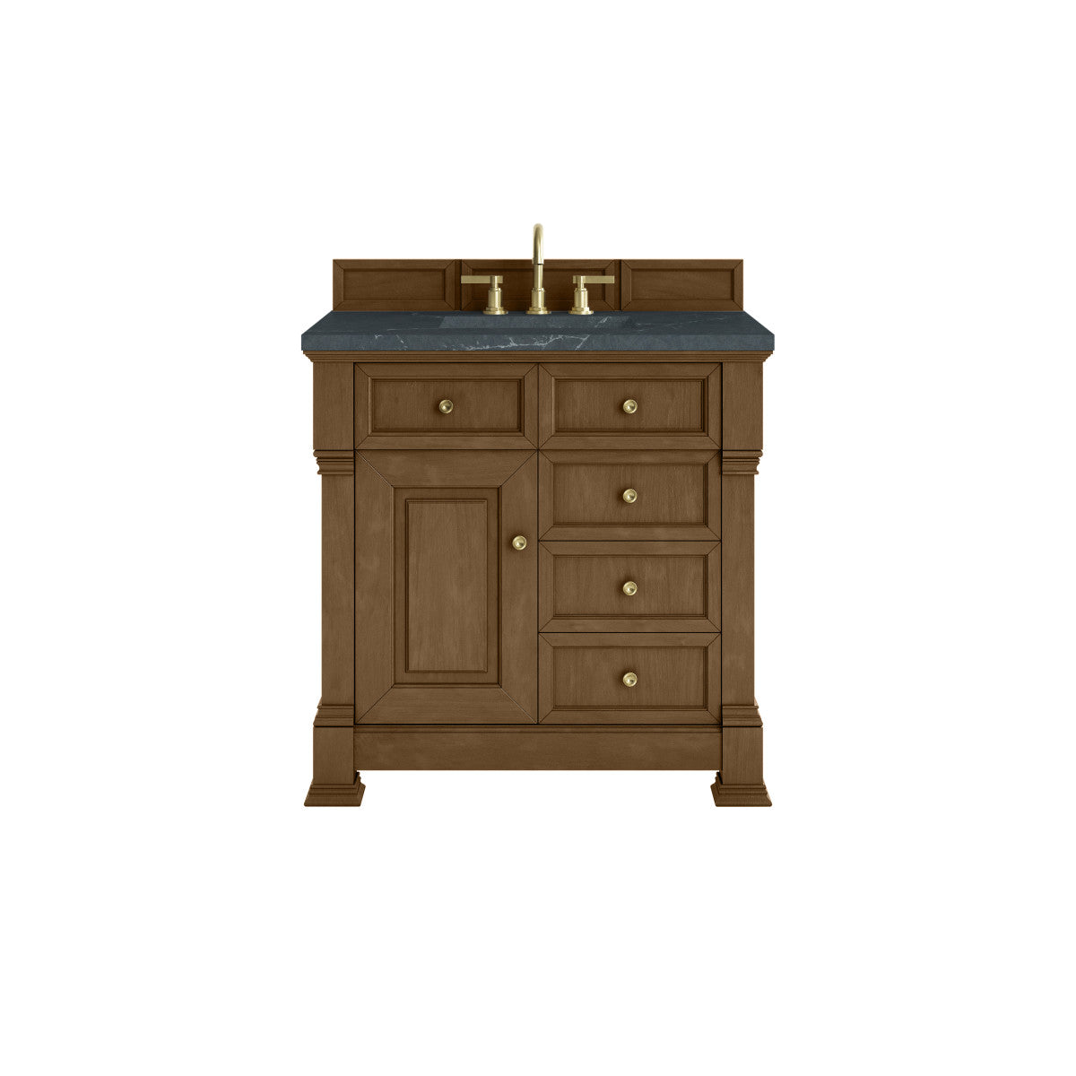 James Martin 547-V36 Brookfield 36” Single Vanity – Black Onyx / Honey Oak / Pearl Charcoal