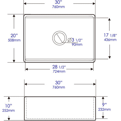 ALFI brand ABFS3020 Workstation 30" x 20" Single Bowl Step Rim Fireclay Farm Sink with Accessories