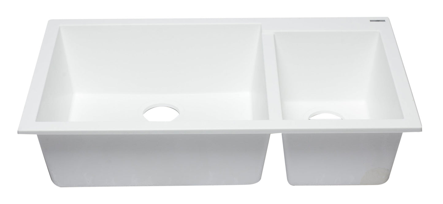 ALFI brand AB3319UM 34" Double Bowl Undermount Granite Composite Kitchen Sink