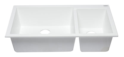 ALFI brand AB3319UM 34" Double Bowl Undermount Granite Composite Kitchen Sink