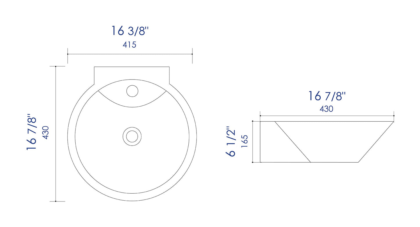 ALFI brand  ABC113 White 17" Round Wall Mounted Ceramic Sink with Faucet Hole