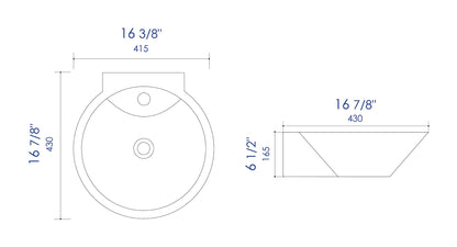 ALFI brand  ABC113 White 17" Round Wall Mounted Ceramic Sink with Faucet Hole