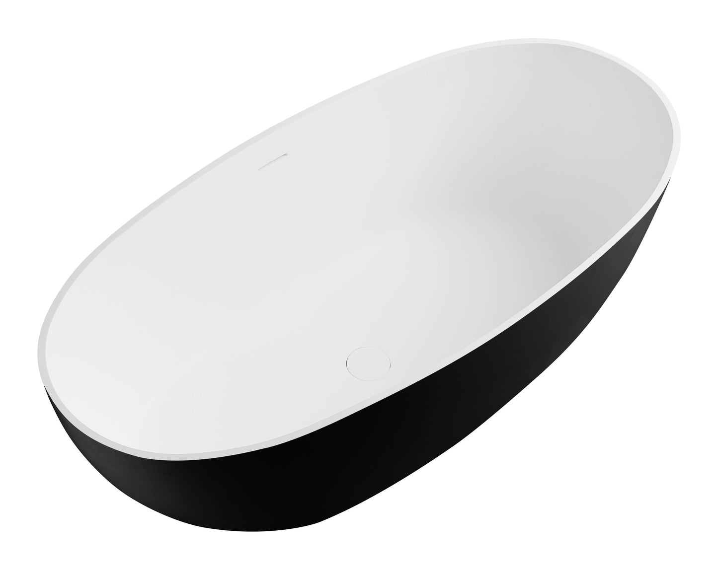 ALFI brand  AB9975BM 59" Black & White Matte Oval Solid Surface Resin Soaking Bathtub