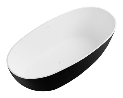 ALFI brand  AB9975BM 59" Black & White Matte Oval Solid Surface Resin Soaking Bathtub