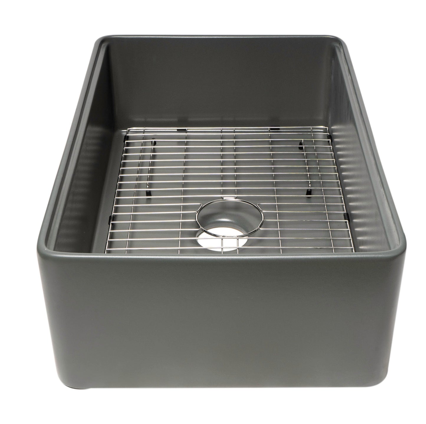 ALFI brand ABFS3020 Workstation 30" x 20" Single Bowl Step Rim Fireclay Farm Sink with Accessories