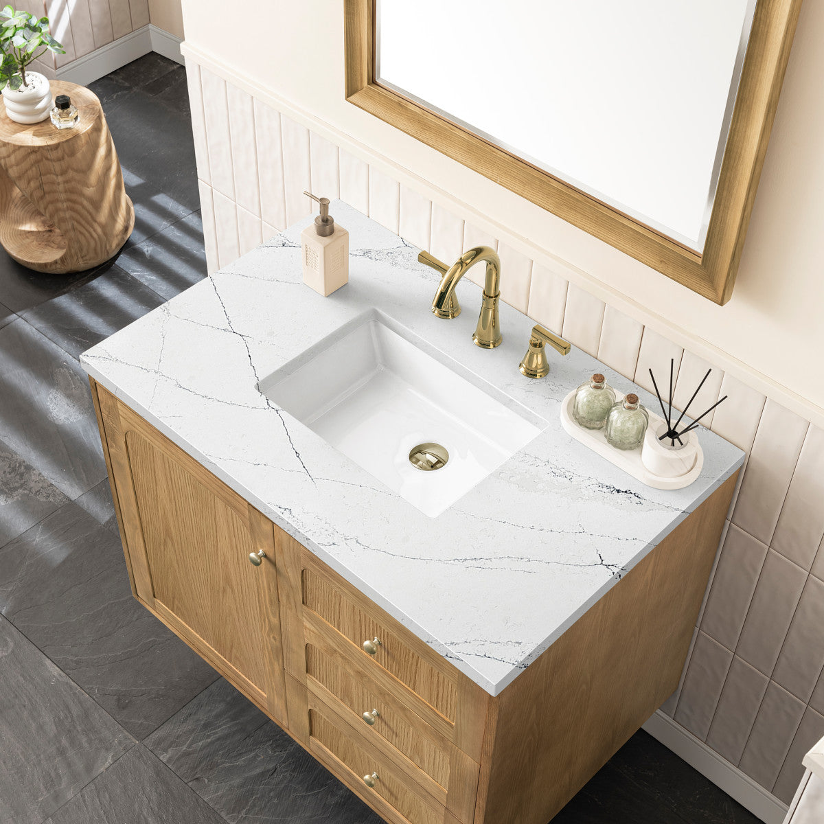 Laurent 36" Single Vanity Cabinet, Light Natural Oak