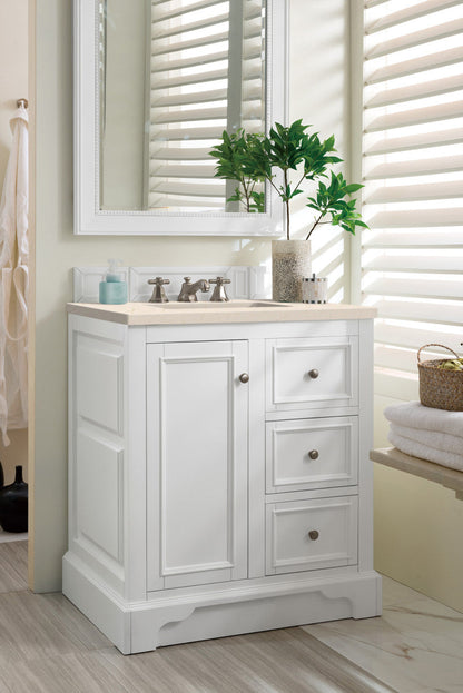 De Soto 30" Single Vanity Cabinet, Bright White