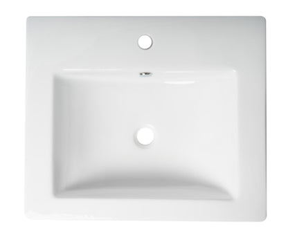 ALFI brand  ABC701 White 24" Rectangular Semi Recessed Ceramic Sink with Faucet Hole
