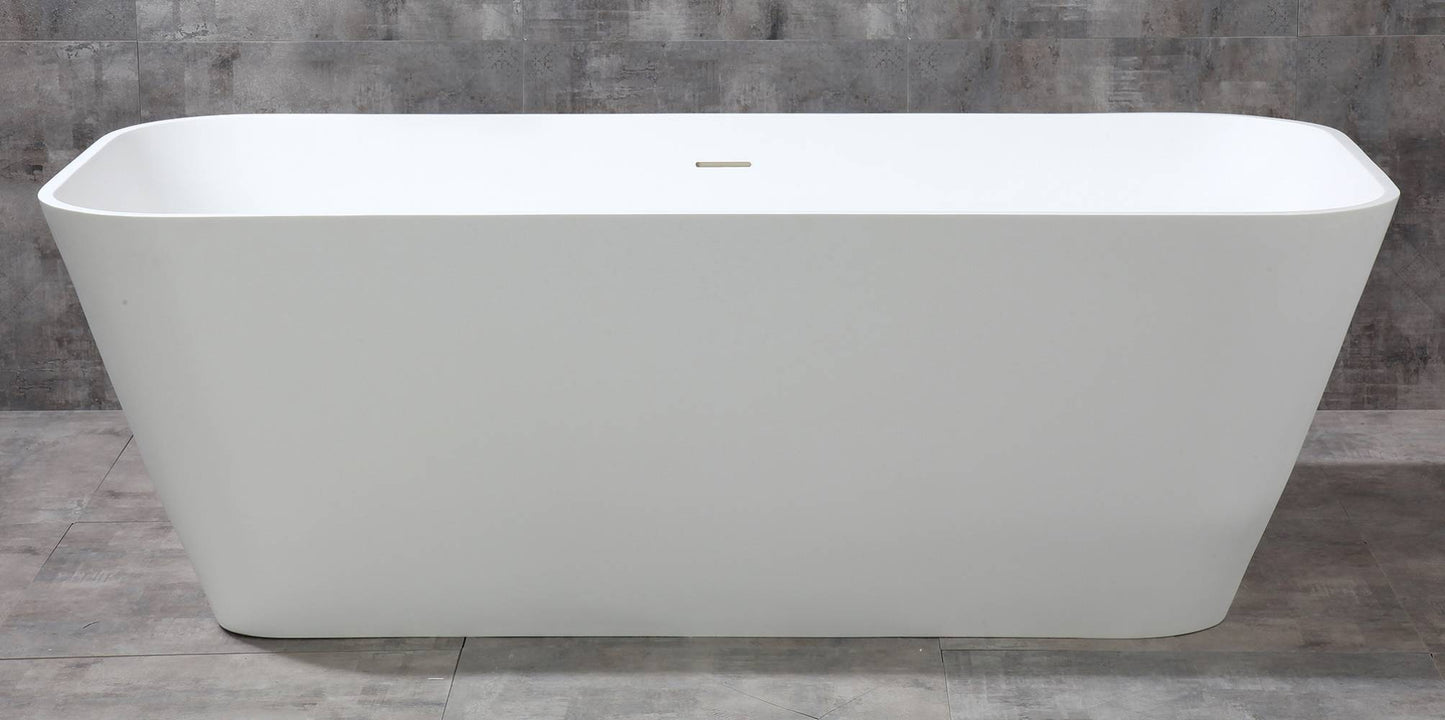 ALFI brand  AB9952 67" White Rectangular Solid Surface Smooth Resin Soaking Bathtub
