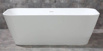 ALFI brand  AB9952 67" White Rectangular Solid Surface Smooth Resin Soaking Bathtub