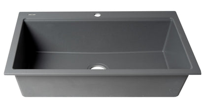 ALFI brand AB3418SBDI 33" Granite Composite Workstation Step Rim Single Bowl Drop In Sink with Accessories
