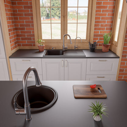 ALFI brand AB1717DI 17" Drop-In Round Granite Composite Kitchen Prep Sink