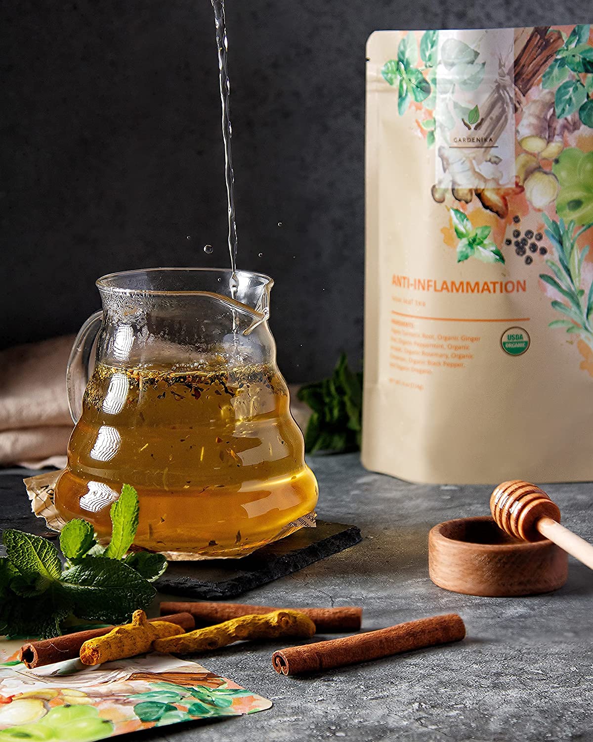 Anti-Inflammatory Tea, Loose Leaf, USDA Organic, Kosher, Herbal & Caffeine-Free - 4 oz (114g)
