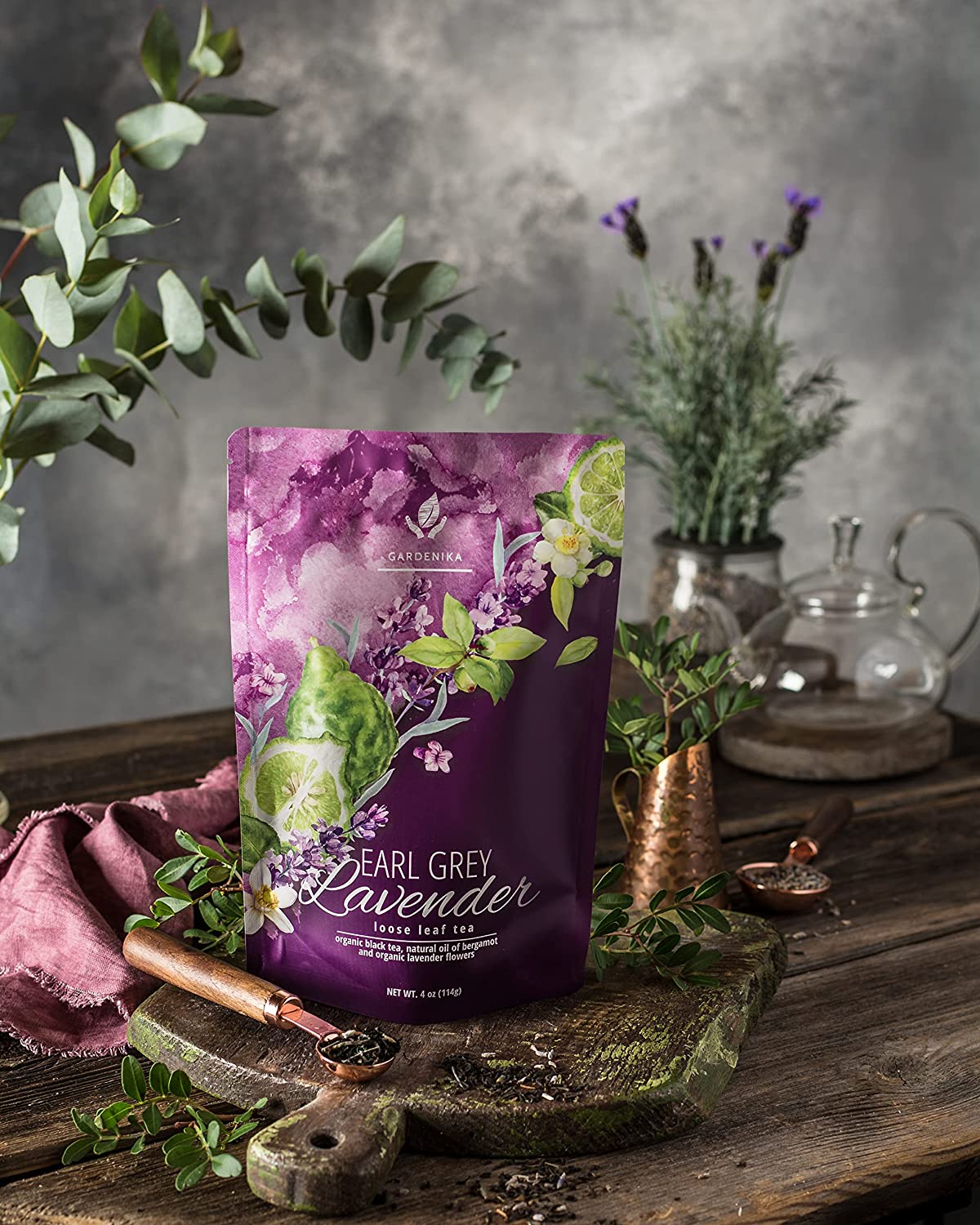 Earl Grey Lavender Loose Tea, Premium Black Tea with Lavender Flowers & Bergamot - Caffeinated - 55+ Cups - USDA Organic & Kosher - 4 oz (113g)