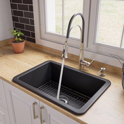ALFI brand ABF2718UD 27" x 18" Fireclay Undermount / Drop In Firelcay Kitchen Sink