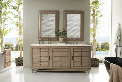 Portland 72" Double Vanity Cabinet, Whitewashed Walnut