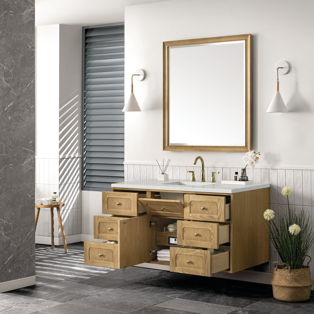 Laurent 48" Single Vanity Cabinet, Light Natural Oak