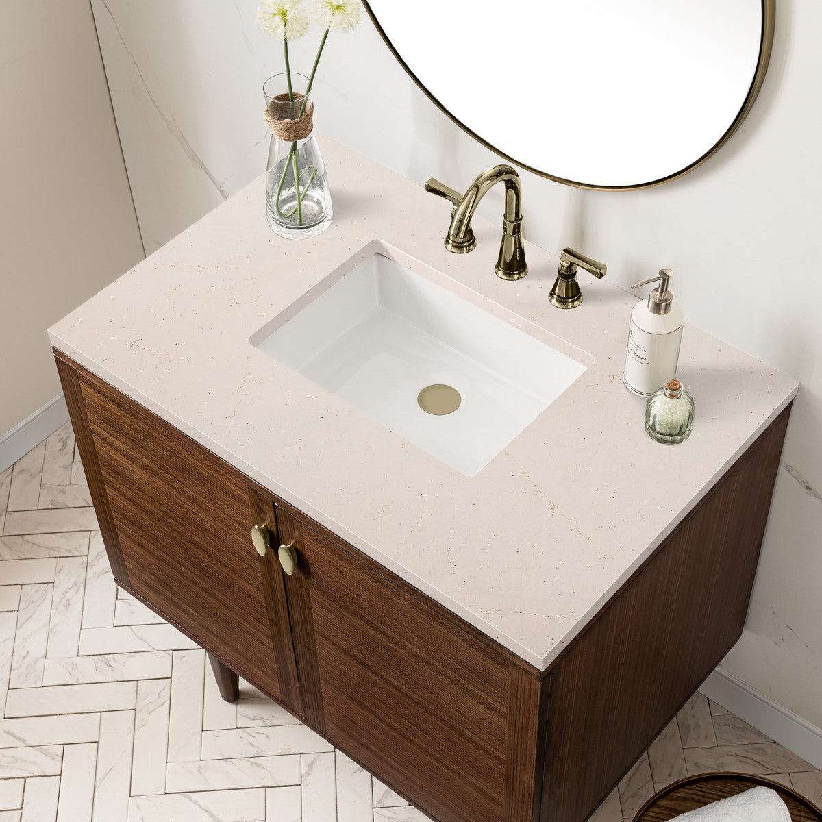 Amberly 36" Single Vanity Cabinet, Mid-Century Walnut