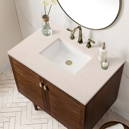 Amberly 36" Single Vanity Cabinet, Mid-Century Walnut
