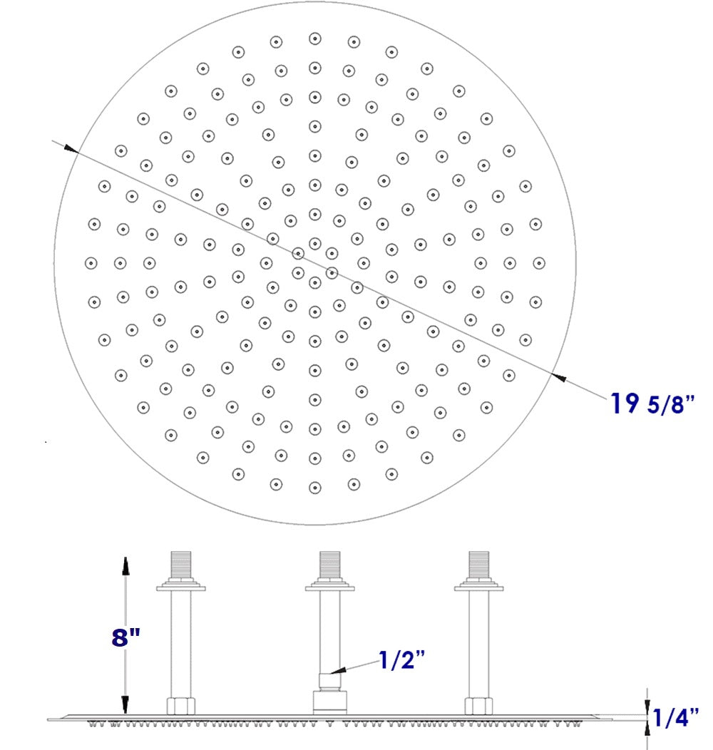 ALFI brand RAIN20R 20" Round Ultra Thin Rain Shower Head