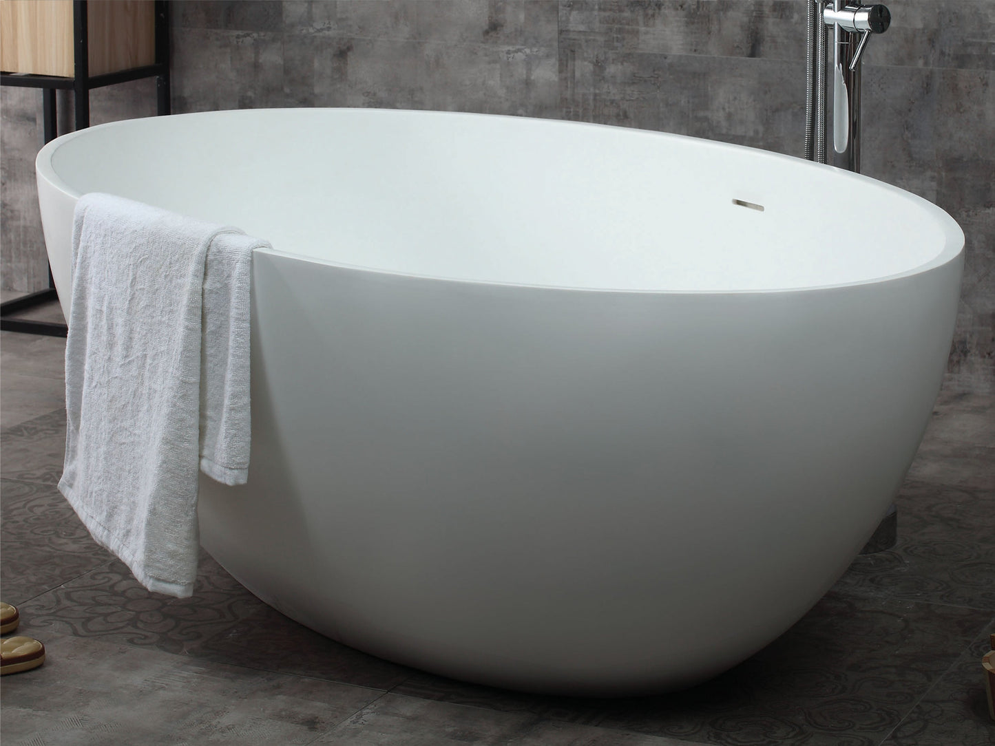 ALFI brand  AB9941 67" White Oval Solid Surface Smooth Resin Soaking Bathtub