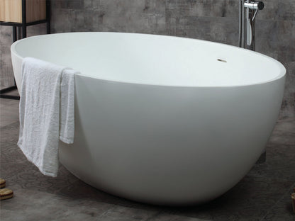 ALFI brand  AB9941 67" White Oval Solid Surface Smooth Resin Soaking Bathtub