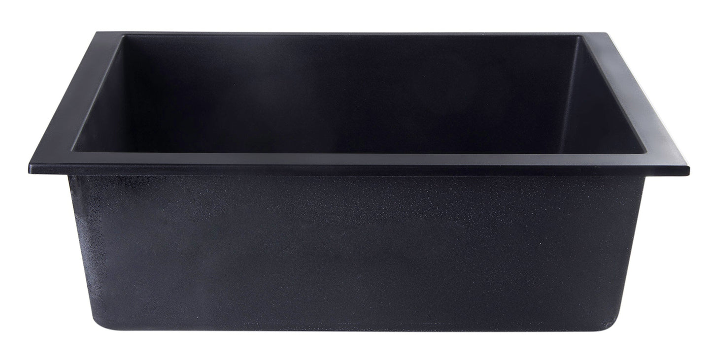 ALFI brand AB2420UM 24" Undermount Single Bowl Granite Composite Kitchen Sink