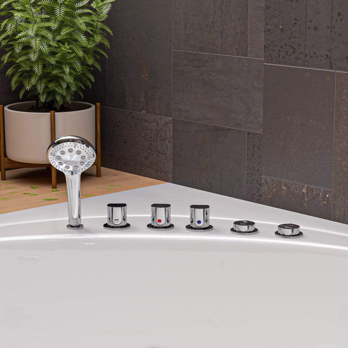 EAGO AM200  5' Rounded Modern Double Seat Corner Whirlpool Bath Tub with Fixtures