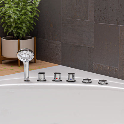 EAGO AM200  5' Rounded Modern Double Seat Corner Whirlpool Bath Tub with Fixtures