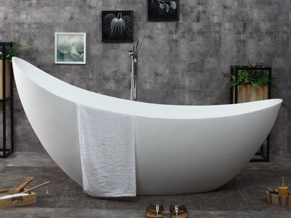ALFI brand  AB9951 73" White Solid Surface Smooth Resin Soaking Slipper Bathtub