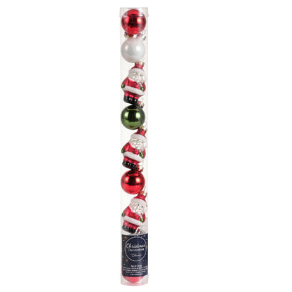 Tube of 9 Glass Ornaments - 30mm - Santa