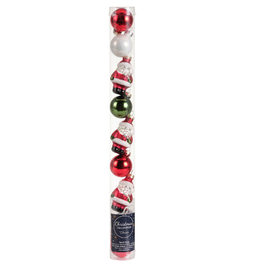 Tube of 9 Glass Ornaments - 30mm - Santa