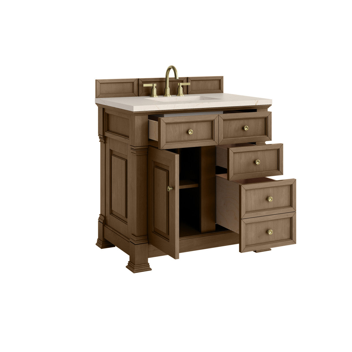 James Martin 547-V36 Brookfield 36” Single Vanity – Black Onyx / Honey Oak / Pearl Charcoal