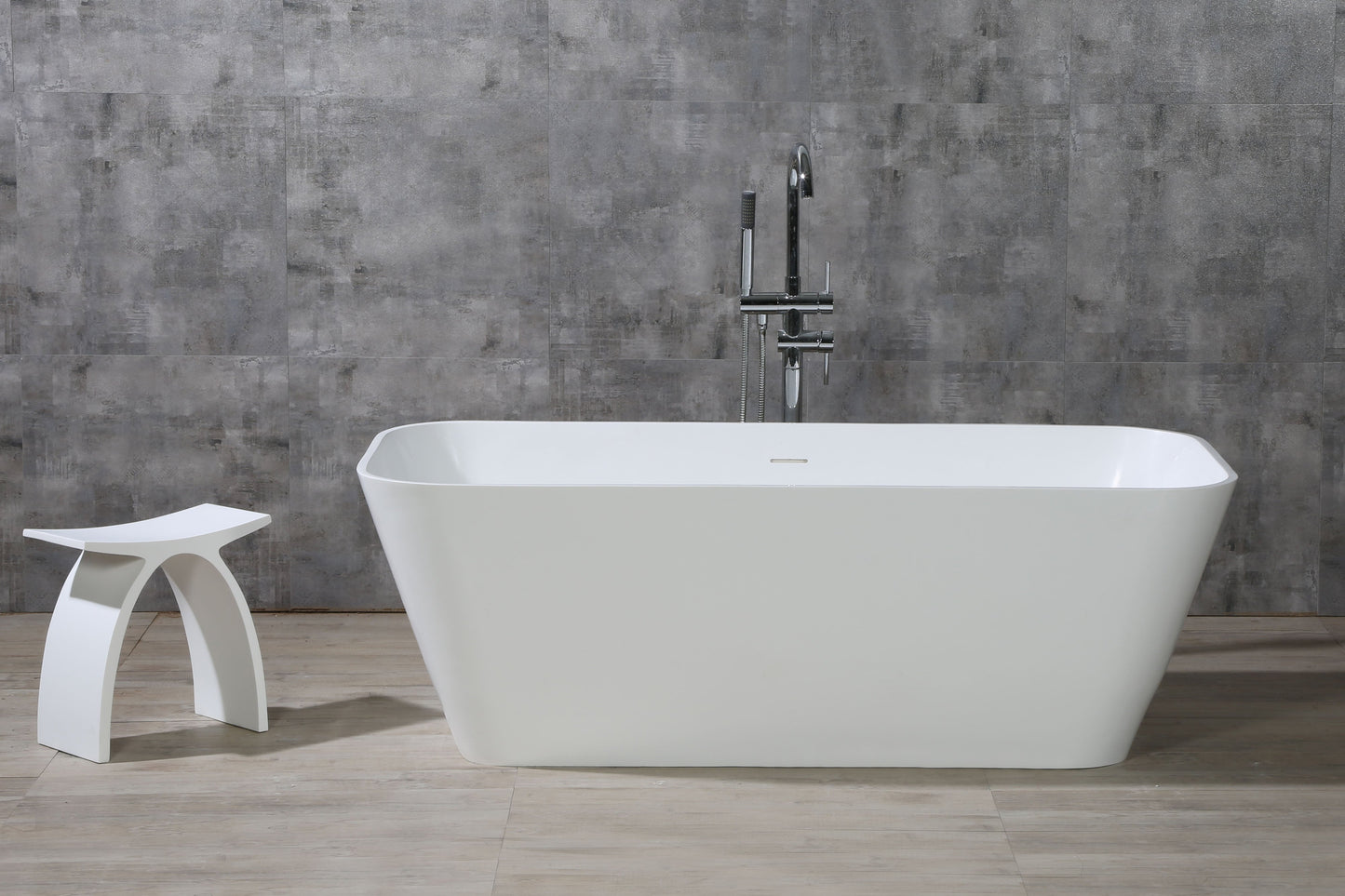 ALFI brand  AB9952 67" White Rectangular Solid Surface Smooth Resin Soaking Bathtub