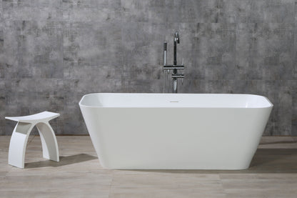 ALFI brand  AB9952 67" White Rectangular Solid Surface Smooth Resin Soaking Bathtub