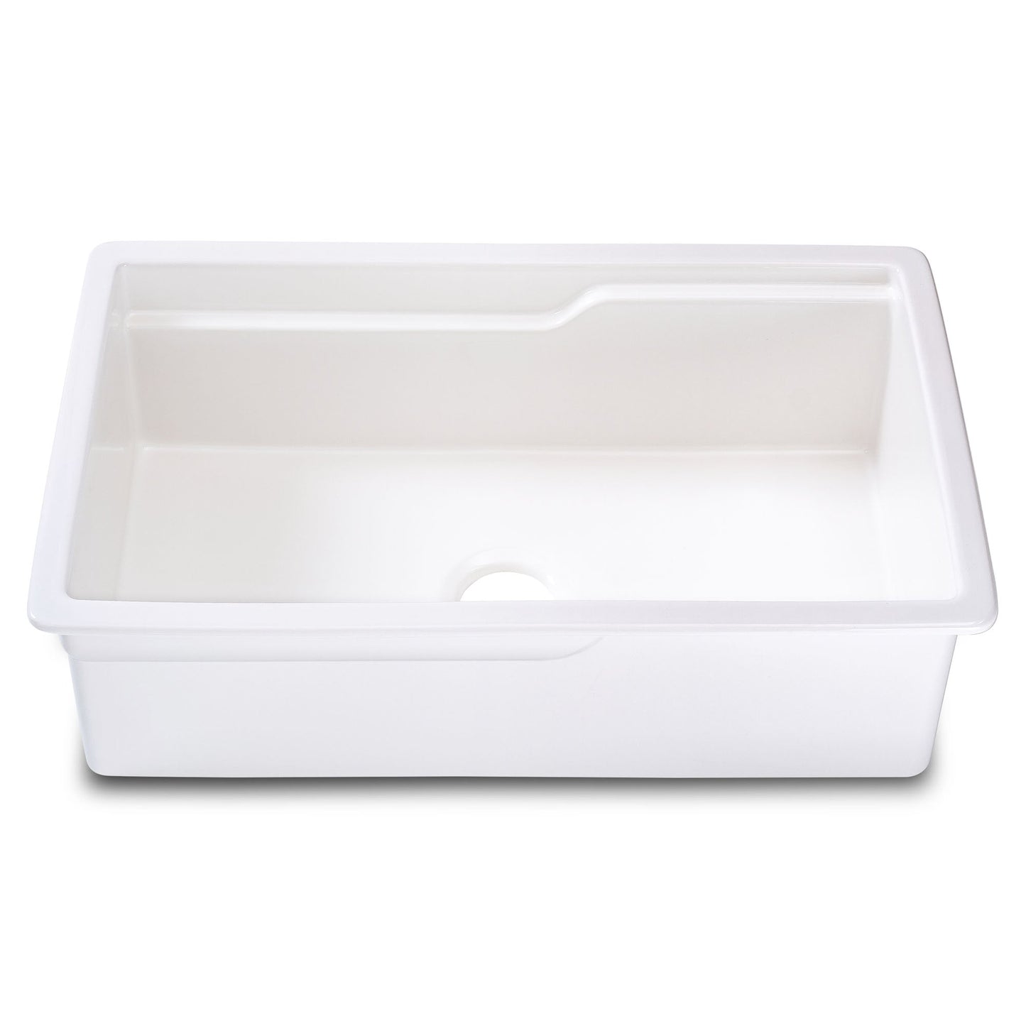 ALFI brand ABFS3219SUD ABFS3219SUD-W  White 32" x 19" Workstation Step Rim Single Bowl Fireclay Undermount / Drop In Kitchen Sink