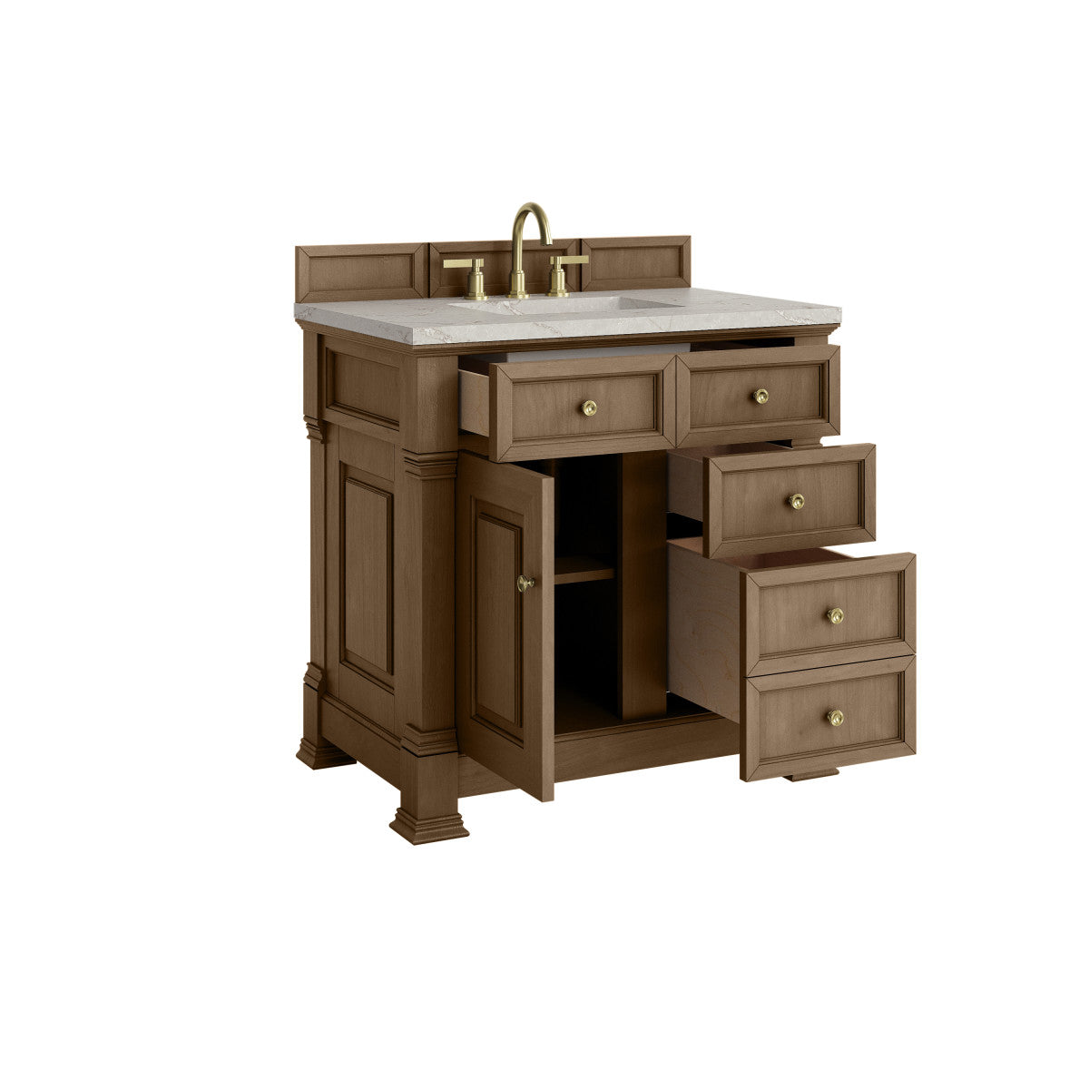 James Martin 547-V36 Brookfield 36” Single Vanity – Black Onyx / Honey Oak / Pearl Charcoal