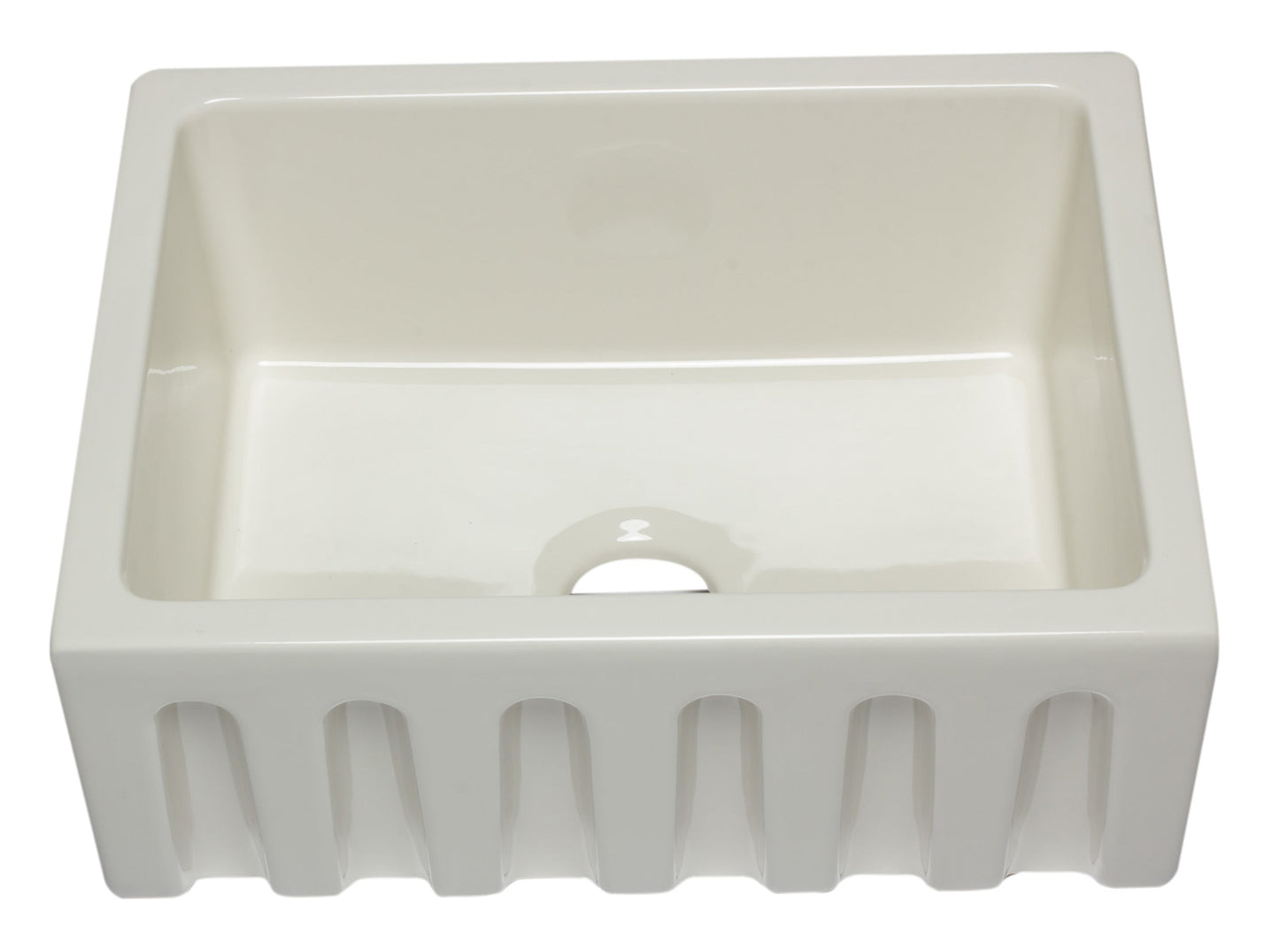 ALFI brand AB2418HS AB2418HS-B 24 inch Biscuit Reversible Smooth / Fluted Single Bowl Fireclay Farm Sink