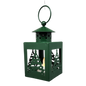 B/O Lighted Metal Holiday Lantern with LED Tealight - Green