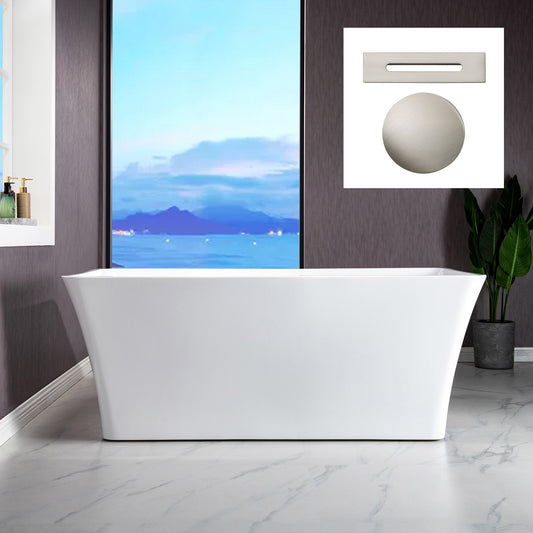 WOODBRIDGE 59" Acrylic Freestanding Bathtub Contemporary Soaking Tub