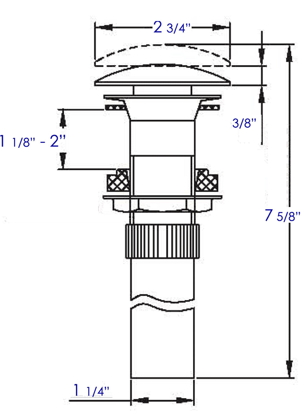 ALFI brand AB9055 Pop Up Drain without Overflow