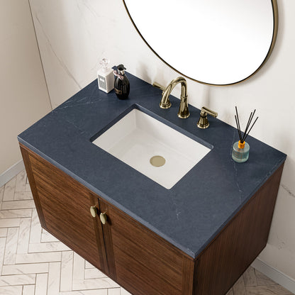 Amberly 36" Single Vanity Cabinet, Mid-Century Walnut