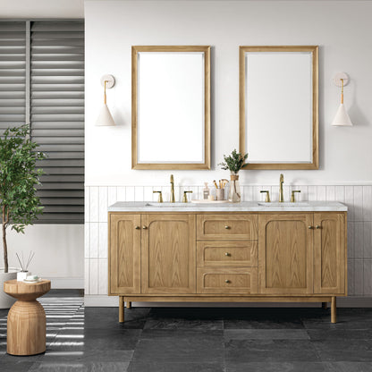 Laurent 72" Double Vanity Cabinet, Light Natural Oak