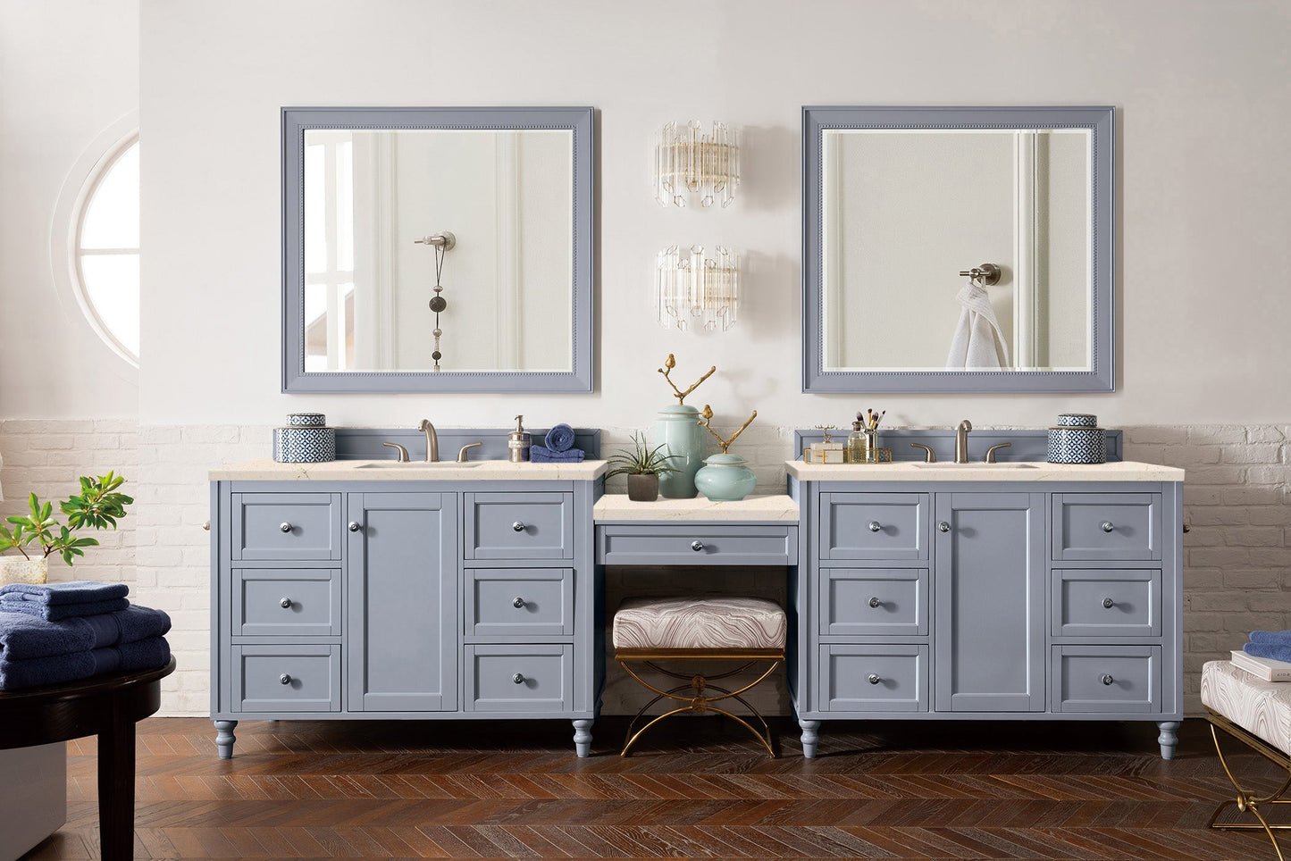 Copper Cove Encore 122" Double Vanity Set, Silver Gray