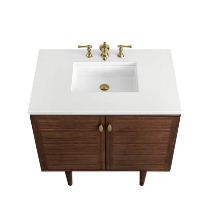 Amberly 36" Single Vanity Cabinet, Mid-Century Walnut