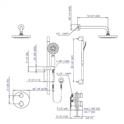 ALFI brand AB2545 Round Style 2 Way Thermostatic Shower Set