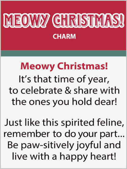 Meowy Christmas Cat Charm - Gold